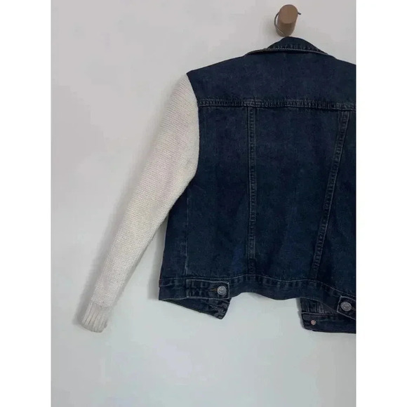 7 For All Mankind Size Medium Denim And Knit Sleeves Jacket - Picture 9 of 9